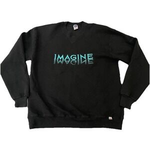 Vintage 90s Russell Athletic Imagine Crewneck Sweatshirt Large Black Made in USA